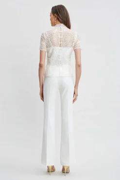 Elie Tahari Tops & Sweaters-Tape Applique Mock Neck Shirt FOAM