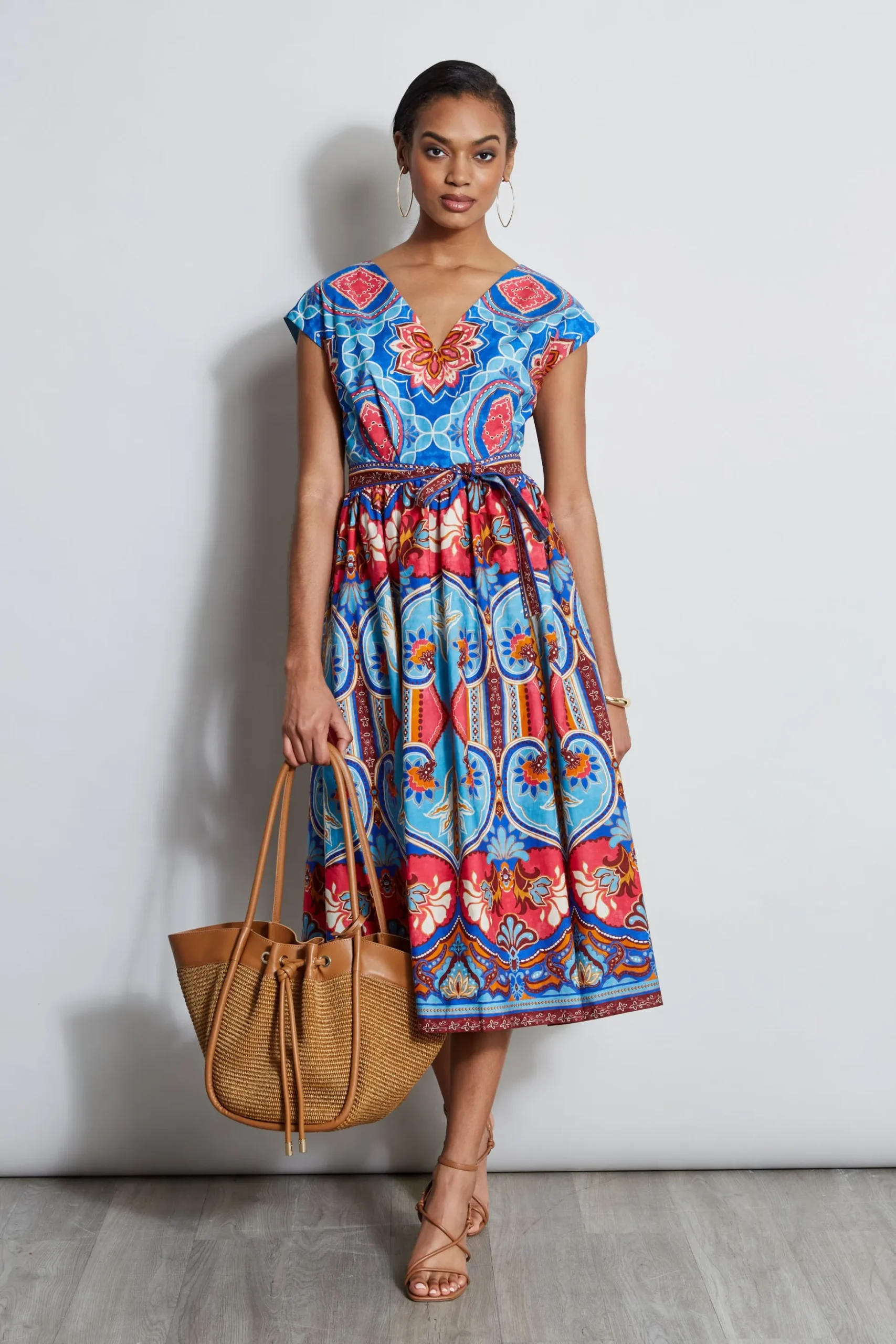 Elie Tahari Dresses & Jumpsuits|Midi Dresses-Tapestry Floral Cotton Midi Dress TAPESTRYFLORALPRINT