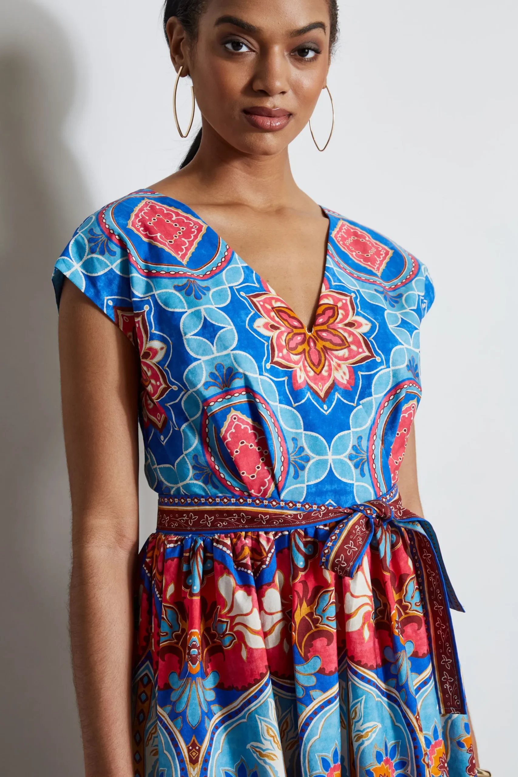 Elie Tahari Dresses & Jumpsuits|Midi Dresses-Tapestry Floral Cotton Midi Dress TAPESTRYFLORALPRINT