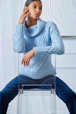 Elie Tahari Tops & Sweaters-Texture Turtleneck Wool Sweater BLUEDUSK