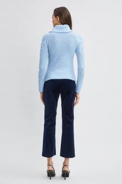 Elie Tahari Tops & Sweaters-Texture Turtleneck Wool Sweater BLUEDUSK