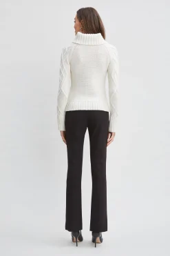 Elie Tahari Tops & Sweaters-Texture Turtleneck Wool Sweater SNOW
