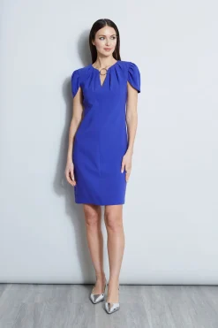 Elie Tahari Dresses & Jumpsuits|Short Sleeve Dresses-Tulip Ring Shift Dress LAPIS