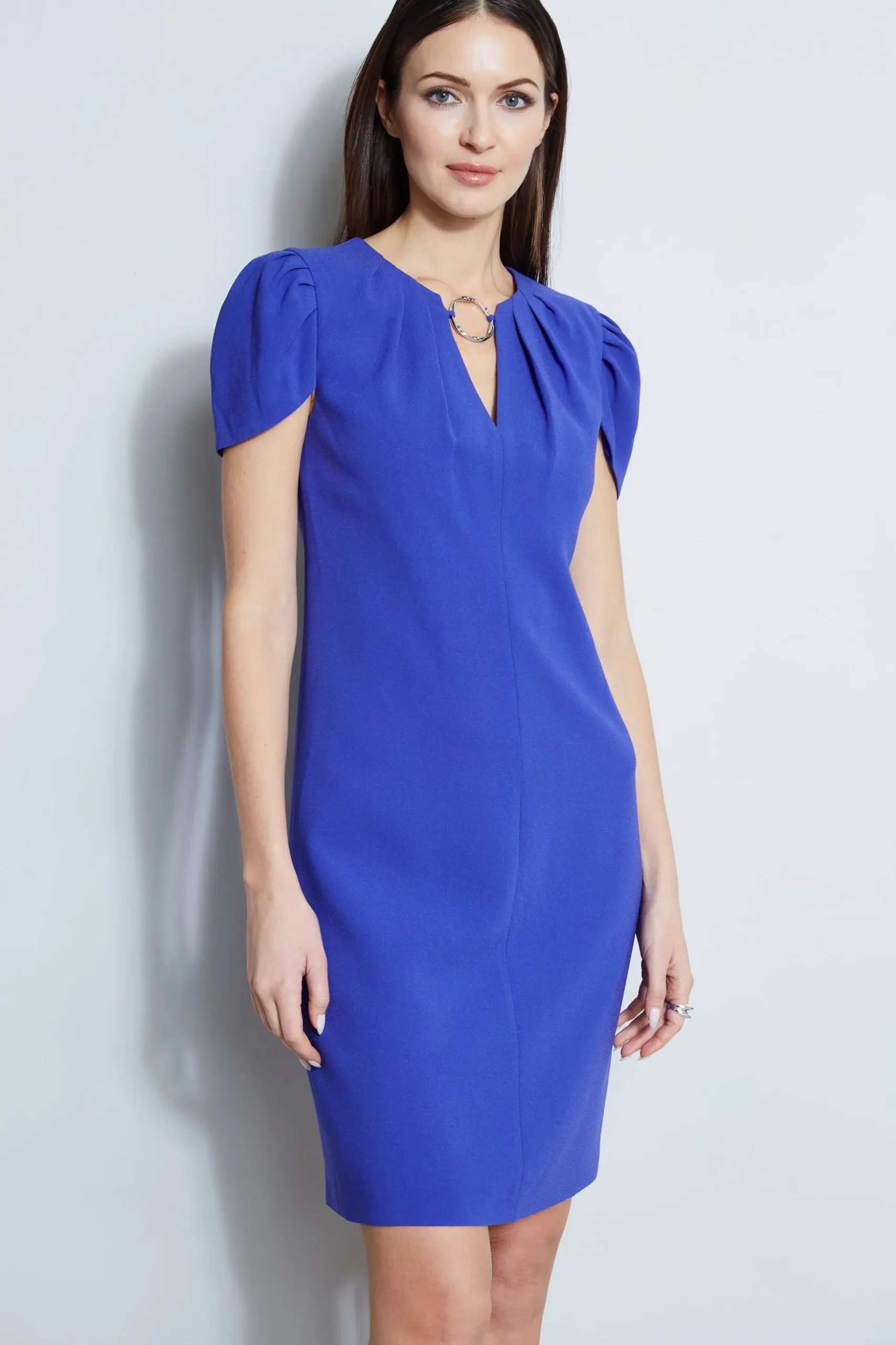 Elie Tahari Dresses & Jumpsuits|Short Sleeve Dresses-Tulip Ring Shift Dress LAPIS