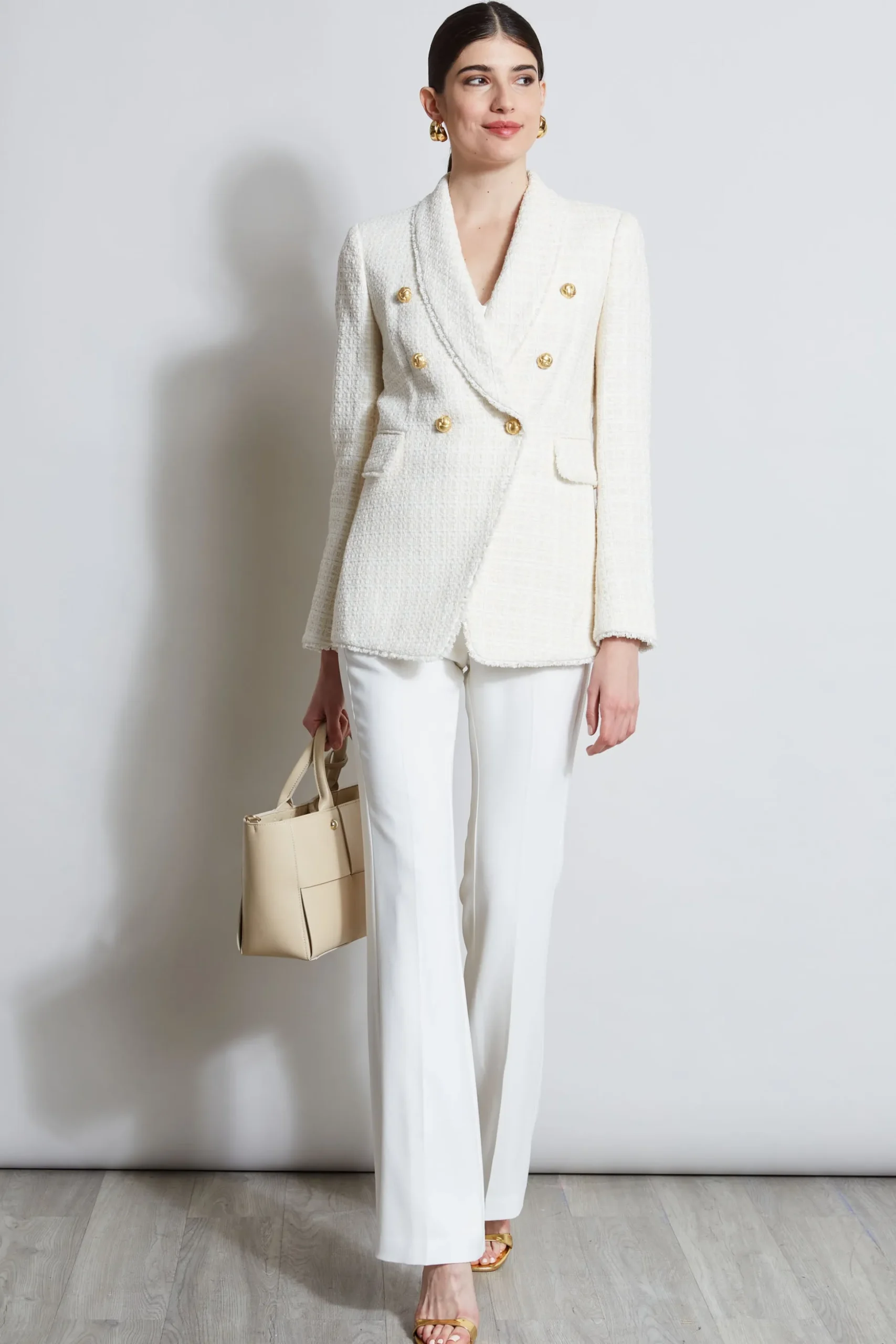 Elie Tahari Jackets & Blazers-Tweed Double Breasted Blazer FOAM