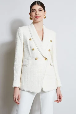 Elie Tahari Jackets & Blazers-Tweed Double Breasted Blazer FOAM