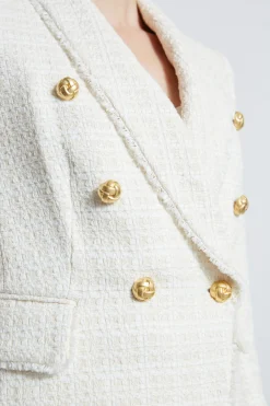 Elie Tahari Jackets & Blazers-Tweed Double Breasted Blazer FOAM