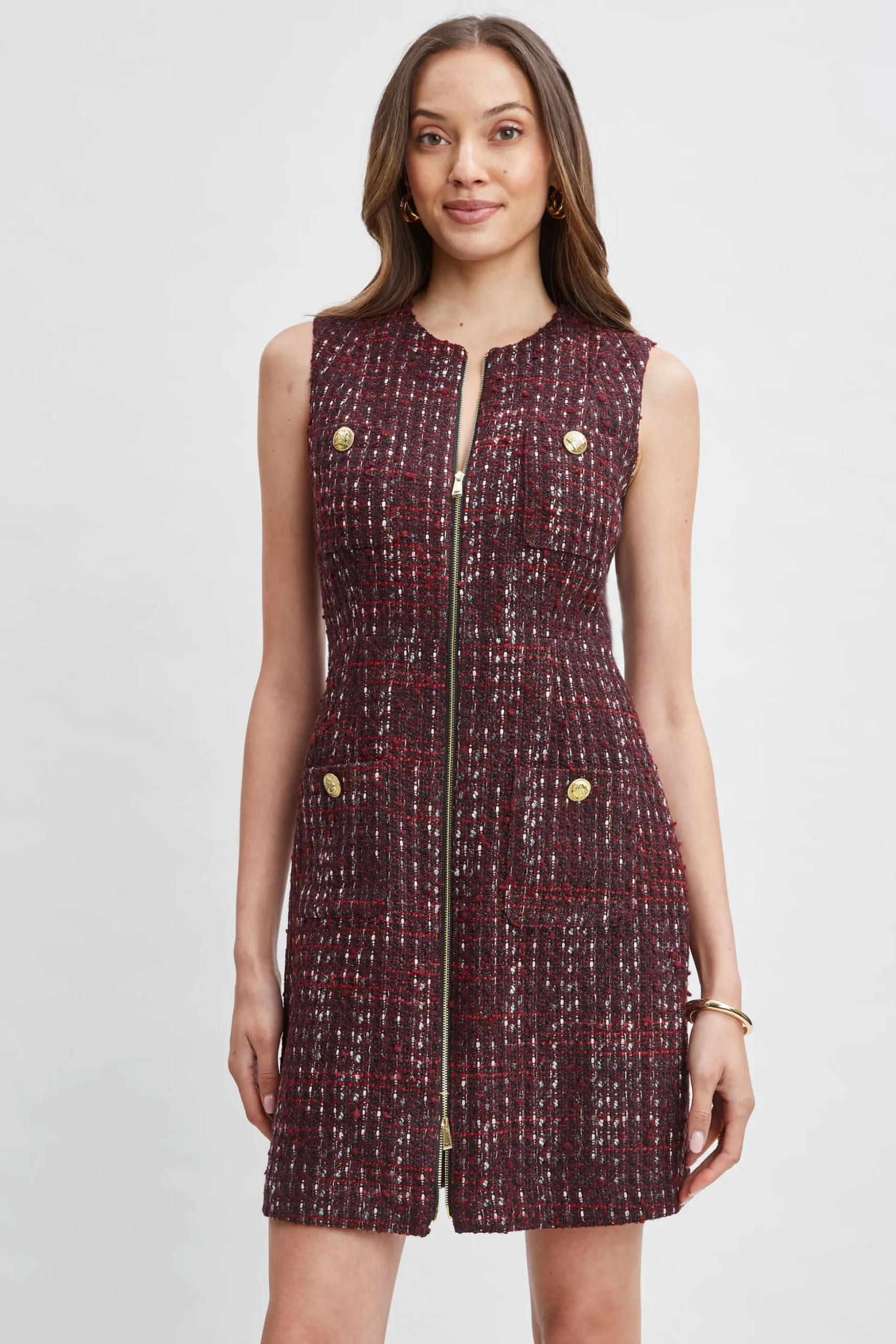 Elie Tahari Dresses & Jumpsuits|Suiting-Tweed Pocket Dress CORDOVANMULTI