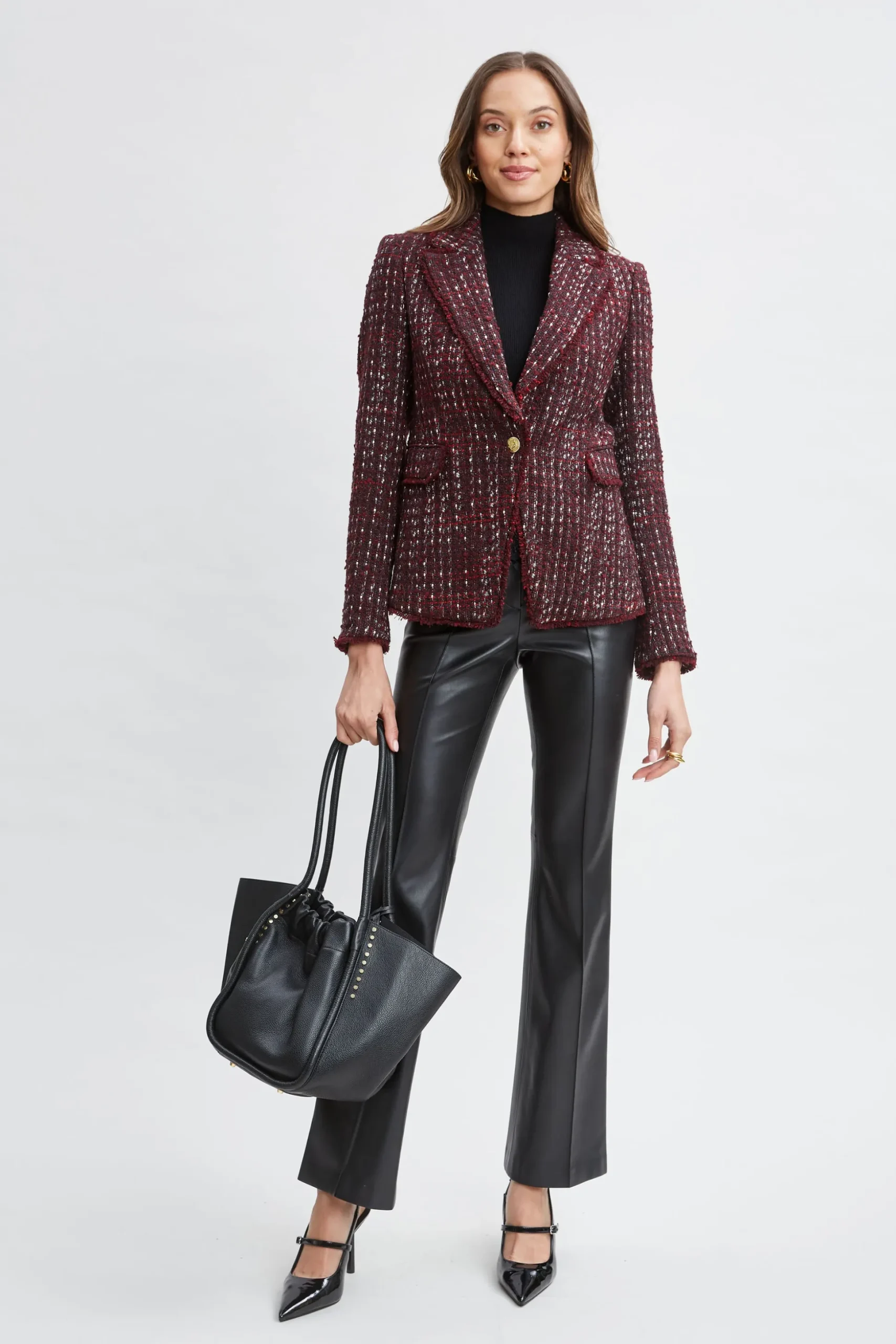 Elie Tahari Jackets & Blazers|Suiting-Tweed Single Button Blazer CORDOVANMULTI