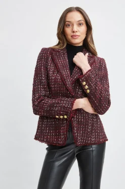 Elie Tahari Jackets & Blazers|Suiting-Tweed Single Button Blazer CORDOVANMULTI