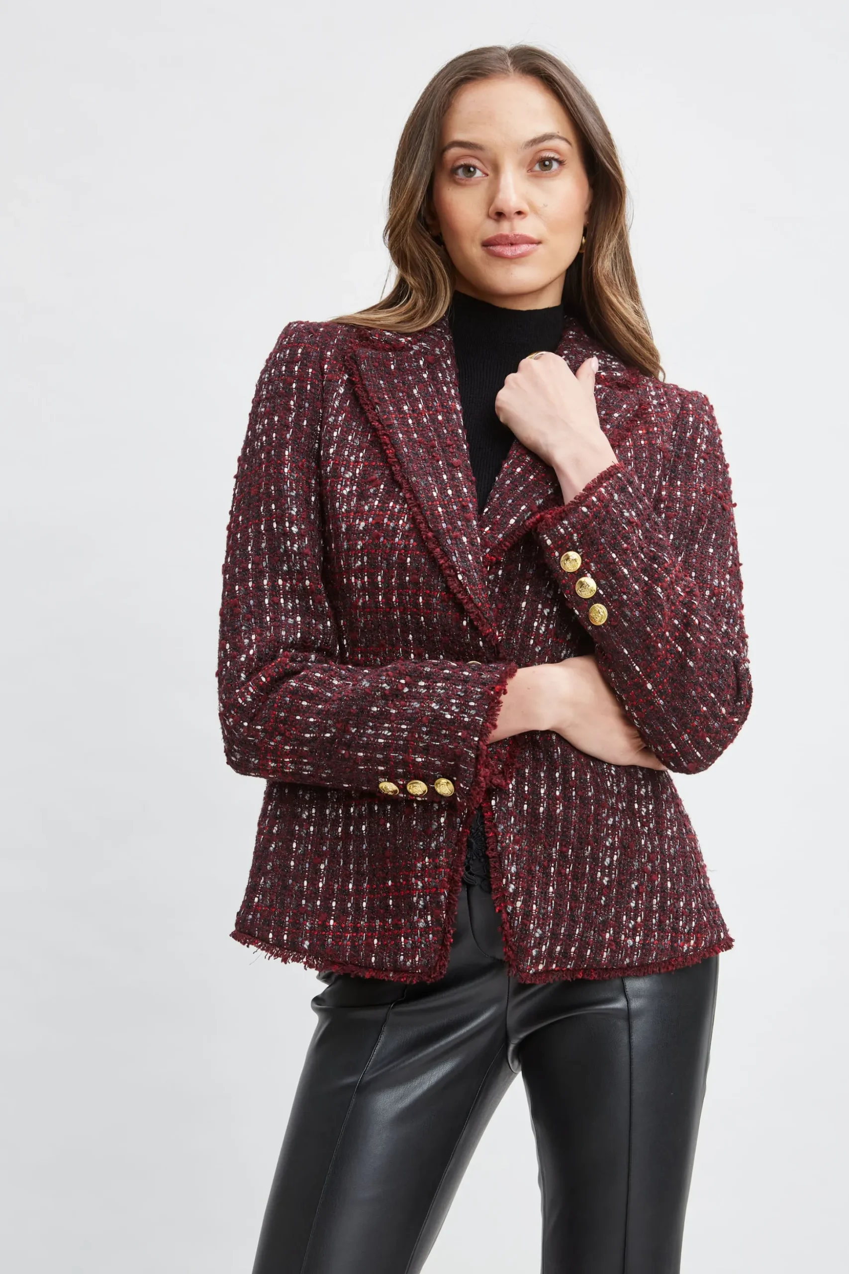 Elie Tahari Jackets & Blazers|Suiting-Tweed Single Button Blazer CORDOVANMULTI