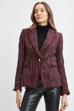 Elie Tahari Jackets & Blazers|Suiting-Tweed Single Button Blazer CORDOVANMULTI