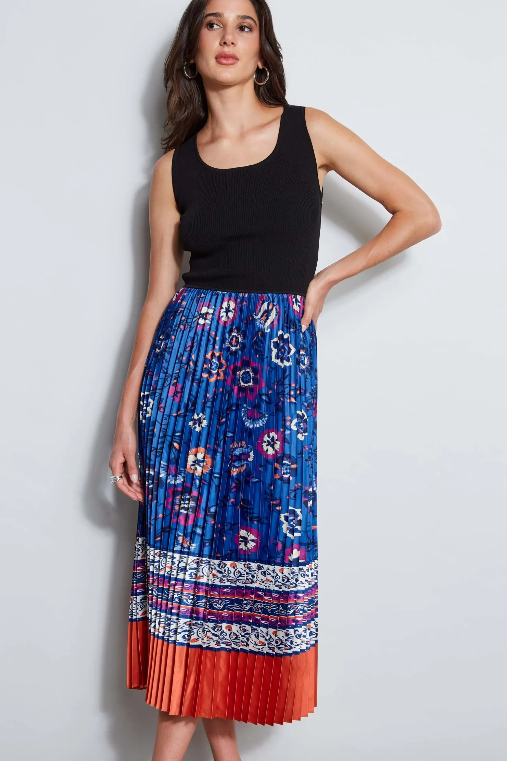 Elie Tahari Sleeveless Dresses|Dresses & Jumpsuits-Twilight Pleated Dress NOIRANDTAJPRINT