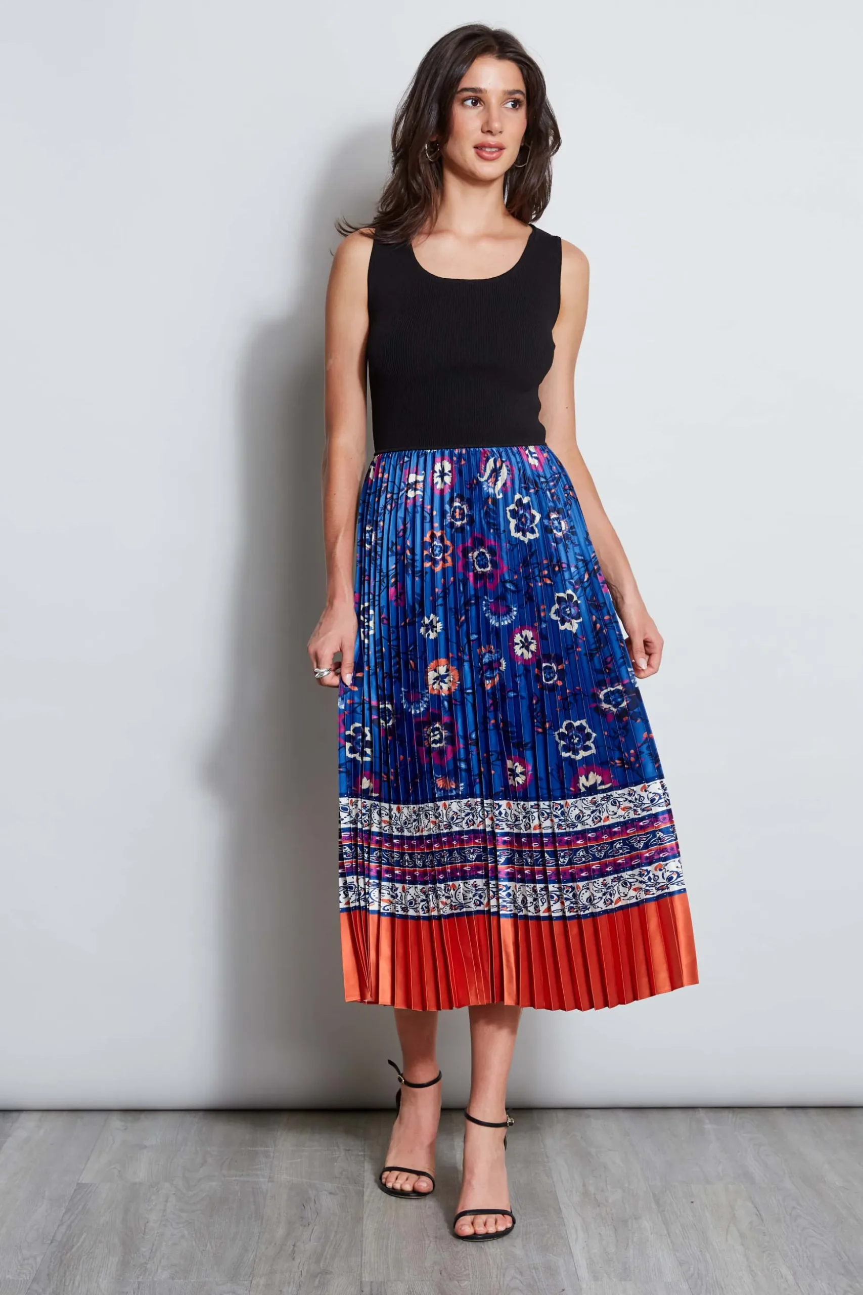 Elie Tahari Sleeveless Dresses|Dresses & Jumpsuits-Twilight Pleated Dress NOIRANDTAJPRINT