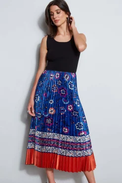 Elie Tahari Sleeveless Dresses|Dresses & Jumpsuits-Twilight Pleated Dress NOIRANDTAJPRINT