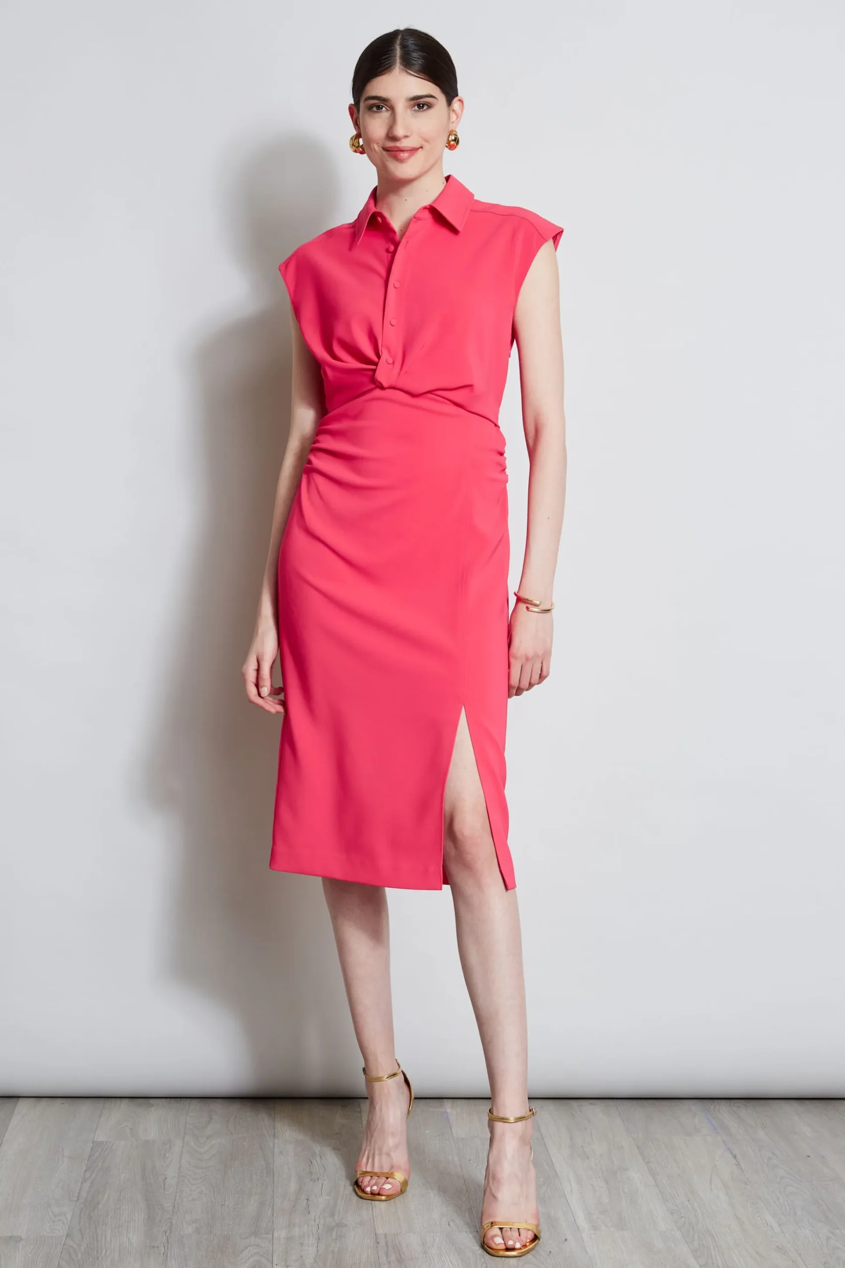 Elie Tahari Dresses & Jumpsuits|Short Sleeve Dresses-Twist Button Dress WILDSTRAWBERRY