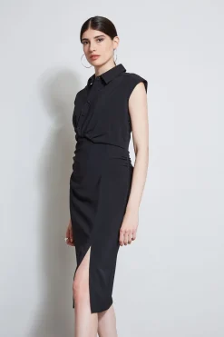 Elie Tahari Dresses & Jumpsuits-Twist Button Dress BLACK