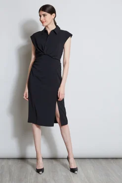 Elie Tahari Dresses & Jumpsuits-Twist Button Dress BLACK