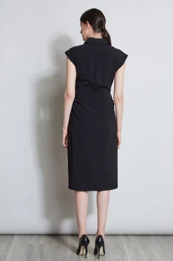 Elie Tahari Dresses & Jumpsuits-Twist Button Dress BLACK