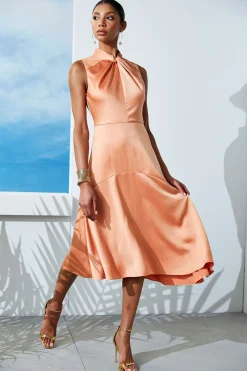 Elie Tahari Dresses & Jumpsuits|Sleeveless Dresses-Twist Neck Satin Dress GINGER