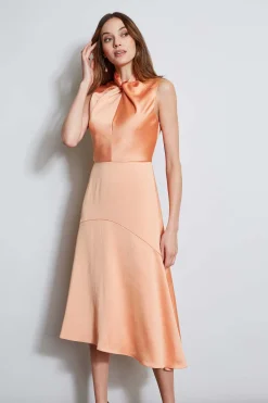 Elie Tahari Dresses & Jumpsuits|Sleeveless Dresses-Twist Neck Satin Dress GINGER
