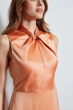 Elie Tahari Dresses & Jumpsuits|Sleeveless Dresses-Twist Neck Satin Dress GINGER