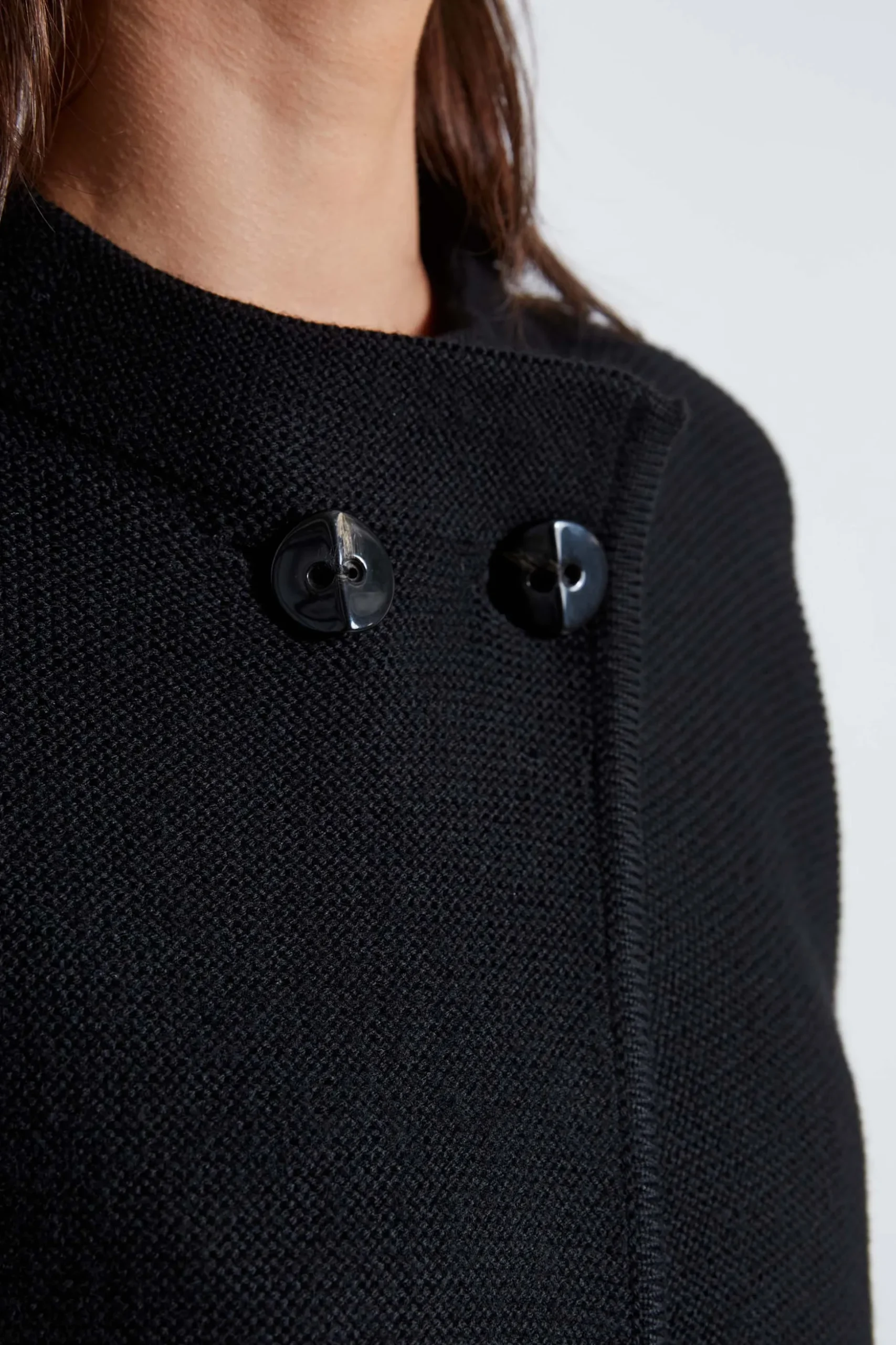 Elie Tahari Tops & Sweaters|Suiting-Two Button Wool Sweater BLACK