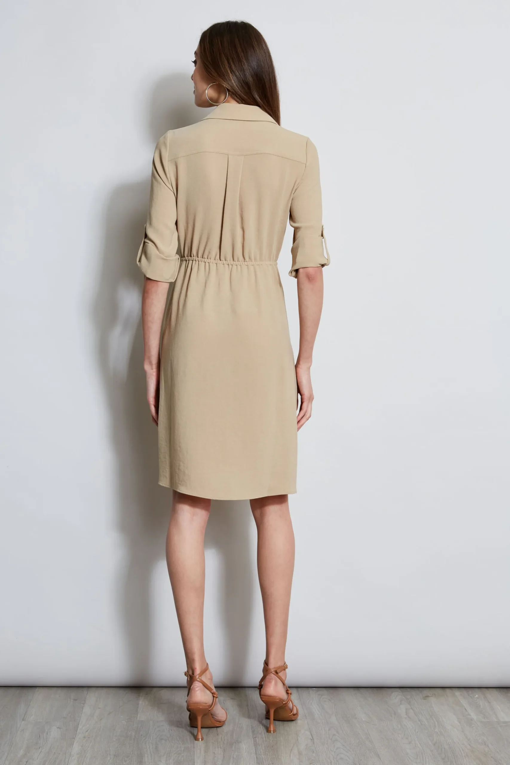 Elie Tahari Dresses & Jumpsuits-Utility Tie Shirt Dress SANDCASTLE