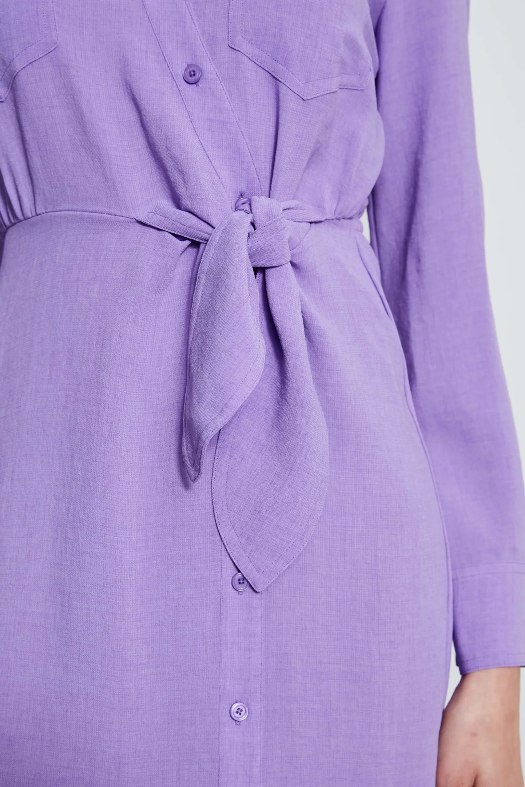 Elie Tahari Dresses & Jumpsuits-Utility Tie Shirt Dress GRAPE