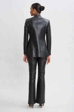 Elie Tahari Jackets & Blazers|Suiting-Vegan Leather Belted Blazer BLACK