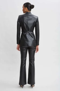 Elie Tahari Jackets & Blazers|Suiting-Vegan Leather Belted Blazer BLACK