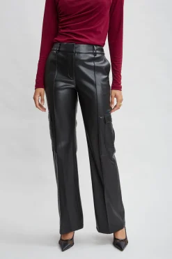 Elie Tahari Bottoms-Vegan Leather Cargo Pant BLACK