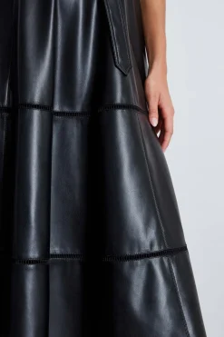 Elie Tahari Dresses & Jumpsuits|Sleeveless Dresses-Vegan Leather Fit & Flare Dress Noir