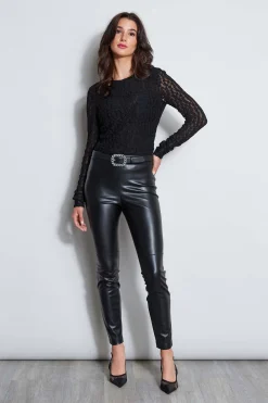 Elie Tahari Bottoms-Vegan Leather Legging BLACK