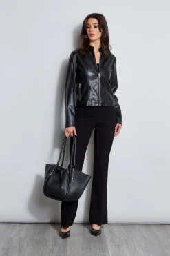 Elie Tahari Jackets & Blazers|Suiting-Vegan Leather Moto Jacket Noir