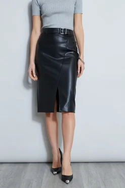 Elie Tahari Bottoms-Vegan Leather Pencil Skirt BLACK