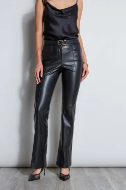 Elie Tahari Bottoms|Suiting-Vegan Leather Seam Pant BLACK
