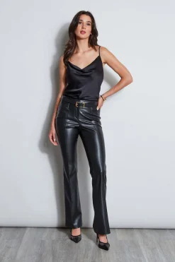 Elie Tahari Bottoms|Suiting-Vegan Leather Seam Pant BLACK