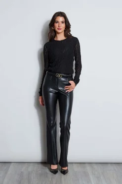 Elie Tahari Bottoms|Suiting-Vegan Leather Seam Pant BLACK