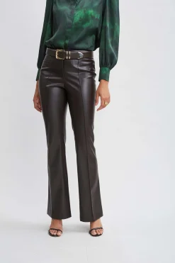 Elie Tahari Bottoms-Vegan Leather Seam Pants WOOD
