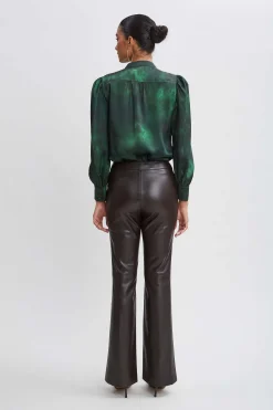 Elie Tahari Bottoms-Vegan Leather Seam Pants WOOD