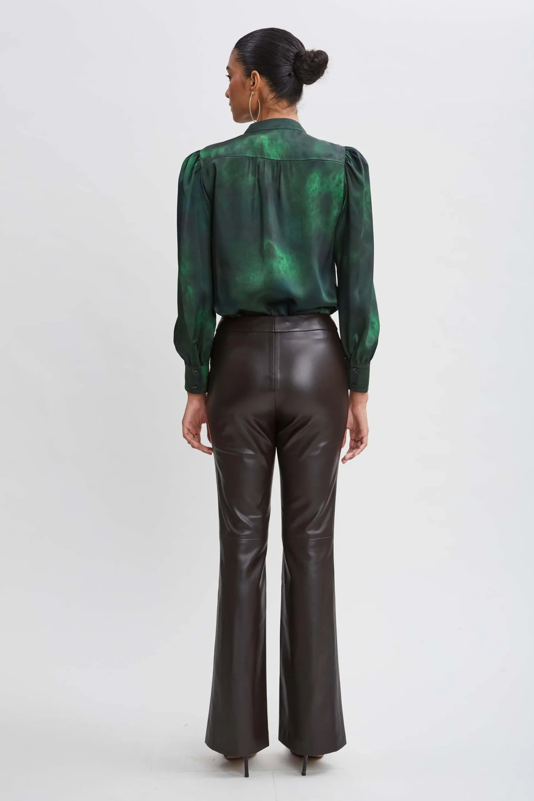 Elie Tahari Bottoms-Vegan Leather Seam Pants WOOD