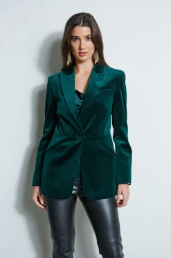 Elie Tahari Jackets & Blazers-Velvet Blazer BOTTLEGREEN