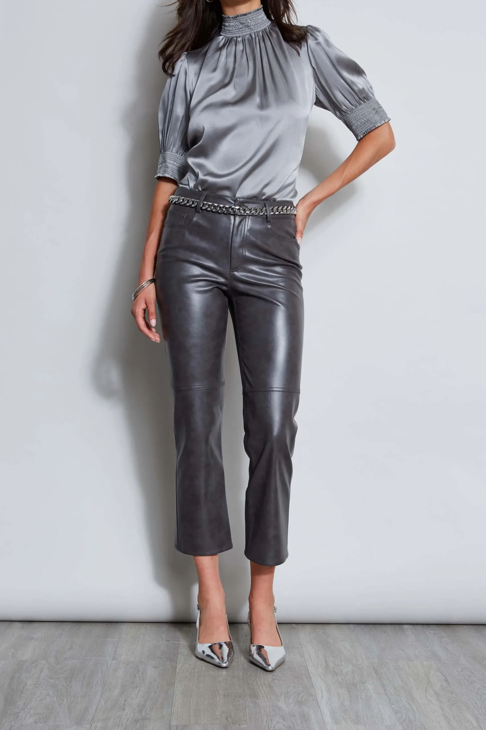 Elie Tahari Bottoms-Vintage Vegan Leather Pant FOGGREY