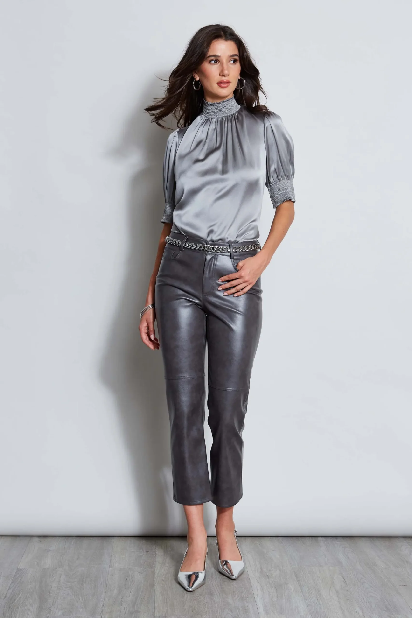 Elie Tahari Bottoms-Vintage Vegan Leather Pant FOGGREY
