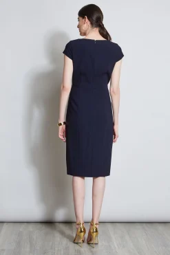 Elie Tahari Dresses & Jumpsuits|Short Sleeve Dresses-V-Neck Crepe Dress STARGAZER