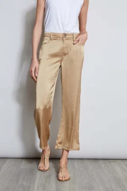 Elie Tahari Bottoms-Washed Satin Fluid Pant SANDCASTLE