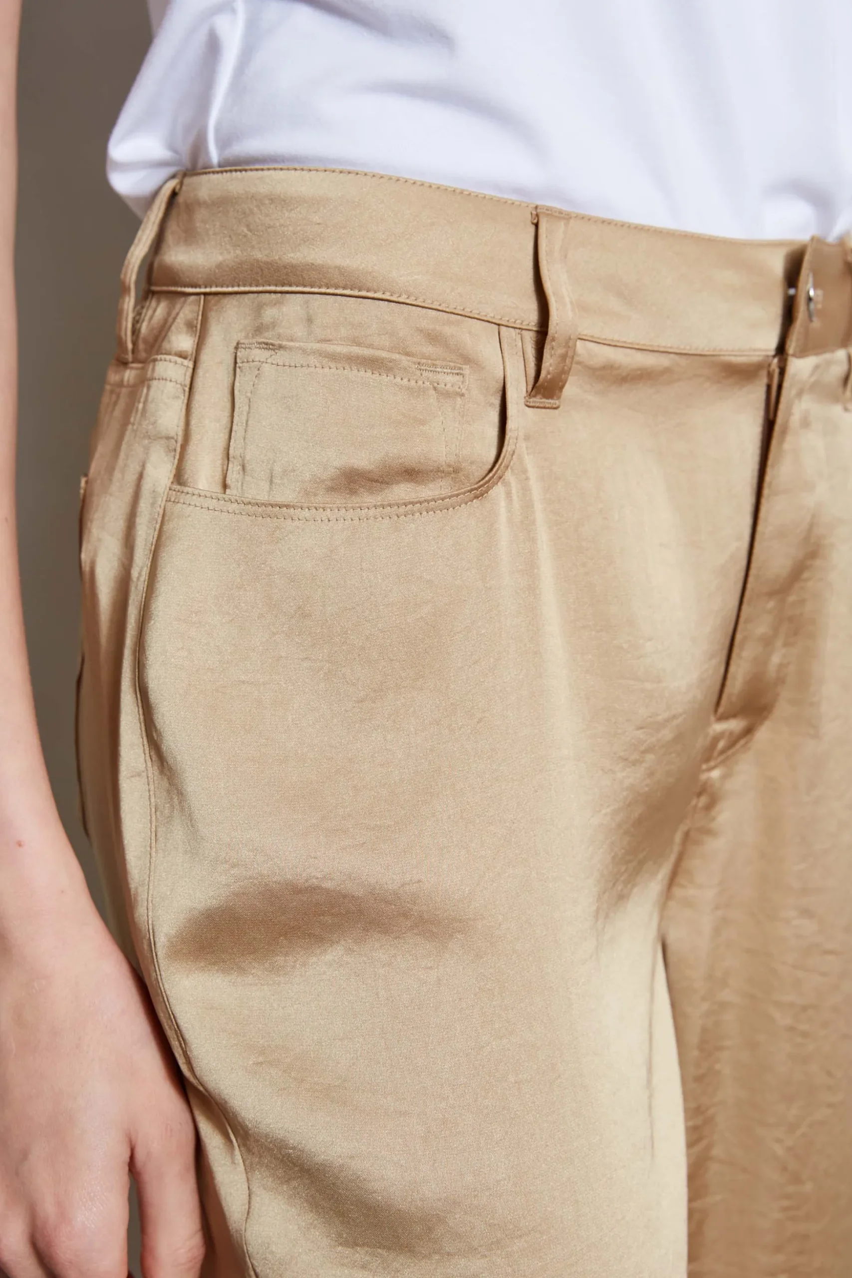 Elie Tahari Bottoms-Washed Satin Fluid Pant SANDCASTLE