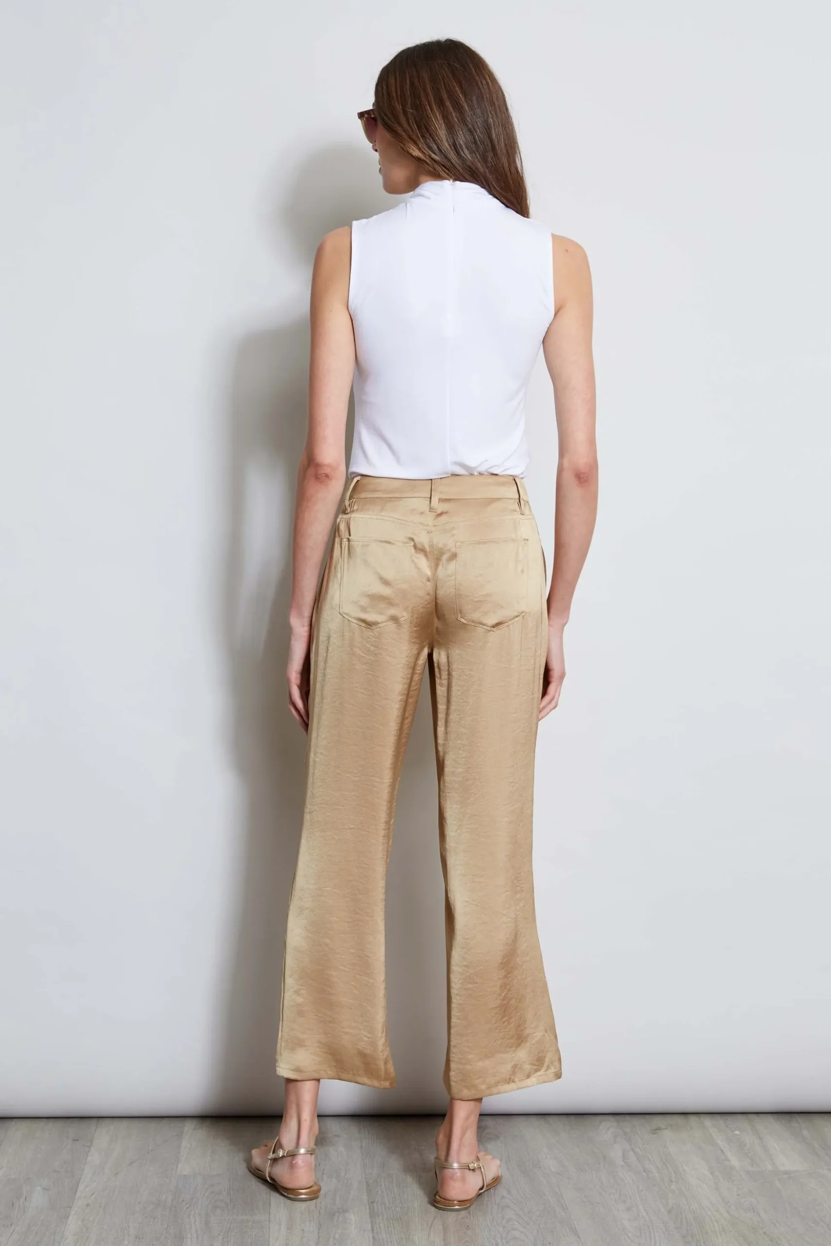 Elie Tahari Bottoms-Washed Satin Fluid Pant SANDCASTLE