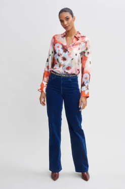 Elie Tahari Bottoms-Washed Velvet Pant PARISBLUE
